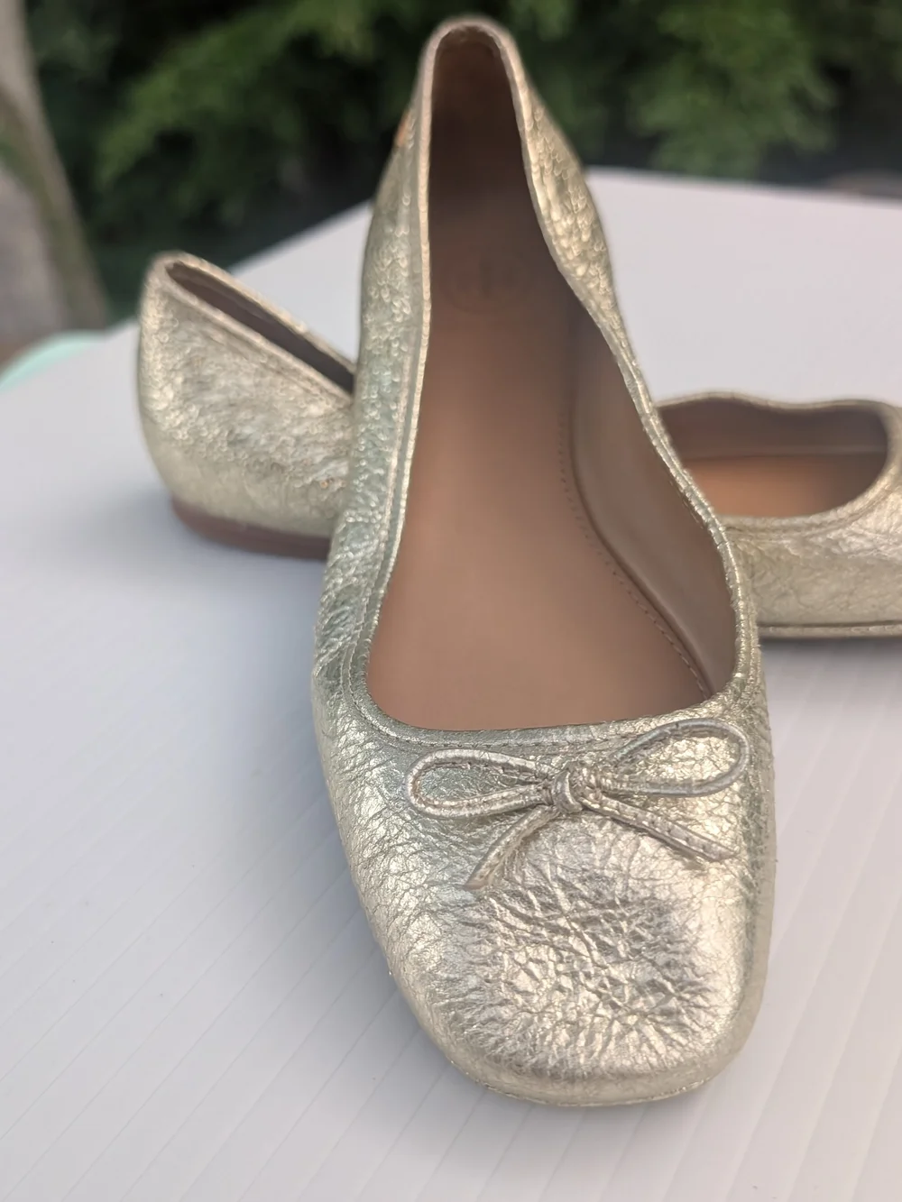 Tory Burch Laila Metallic Gold Bow Ballet Flats